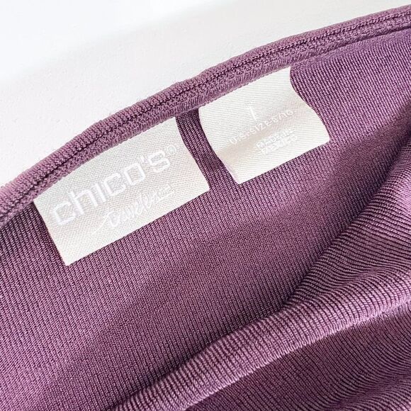 Chico's Travelers Shirt Top Women 8/ 10 Pullover Slinky Round Neck 3/4 Sleeve - Picture 4 of 7